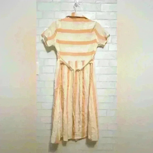 Polagram yellow stripe flare dress with tie size Small - Picture 3 of 4